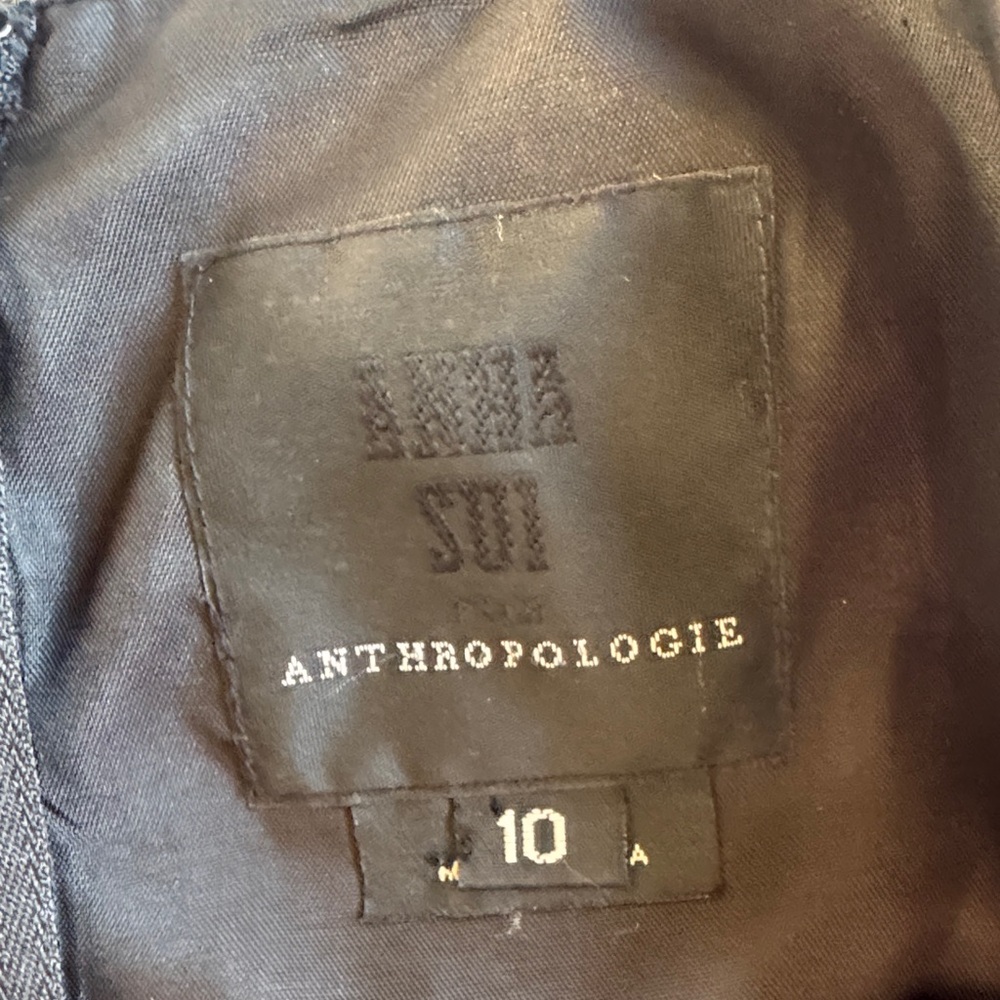 Anthropologie Black and Gray Silk Babydoll Dress - Picture 2 of 5